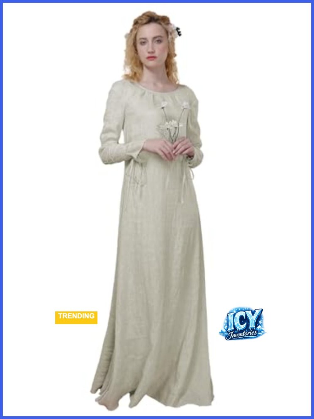 Women's Medieval Chemise Renaissance Costume Dress Ruffled Collar